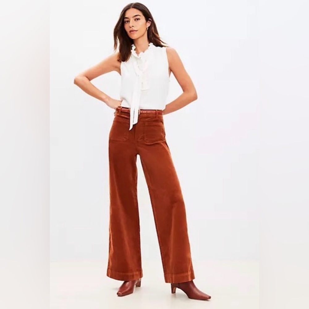 Loft Palmer Wide Leg Petite Corduroy Pants